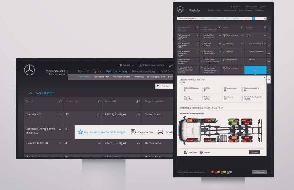 Interface Fuhrparksoftware Portal Mercedes Benz